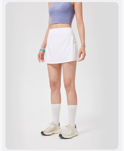 Purple &amp; White Mock Two-piece High-waisted Pleated Sports Skirt