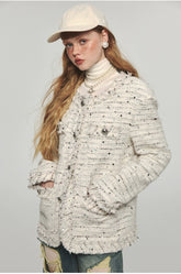 White Tweed Jacket & Shorts Set - CHINASQUAD