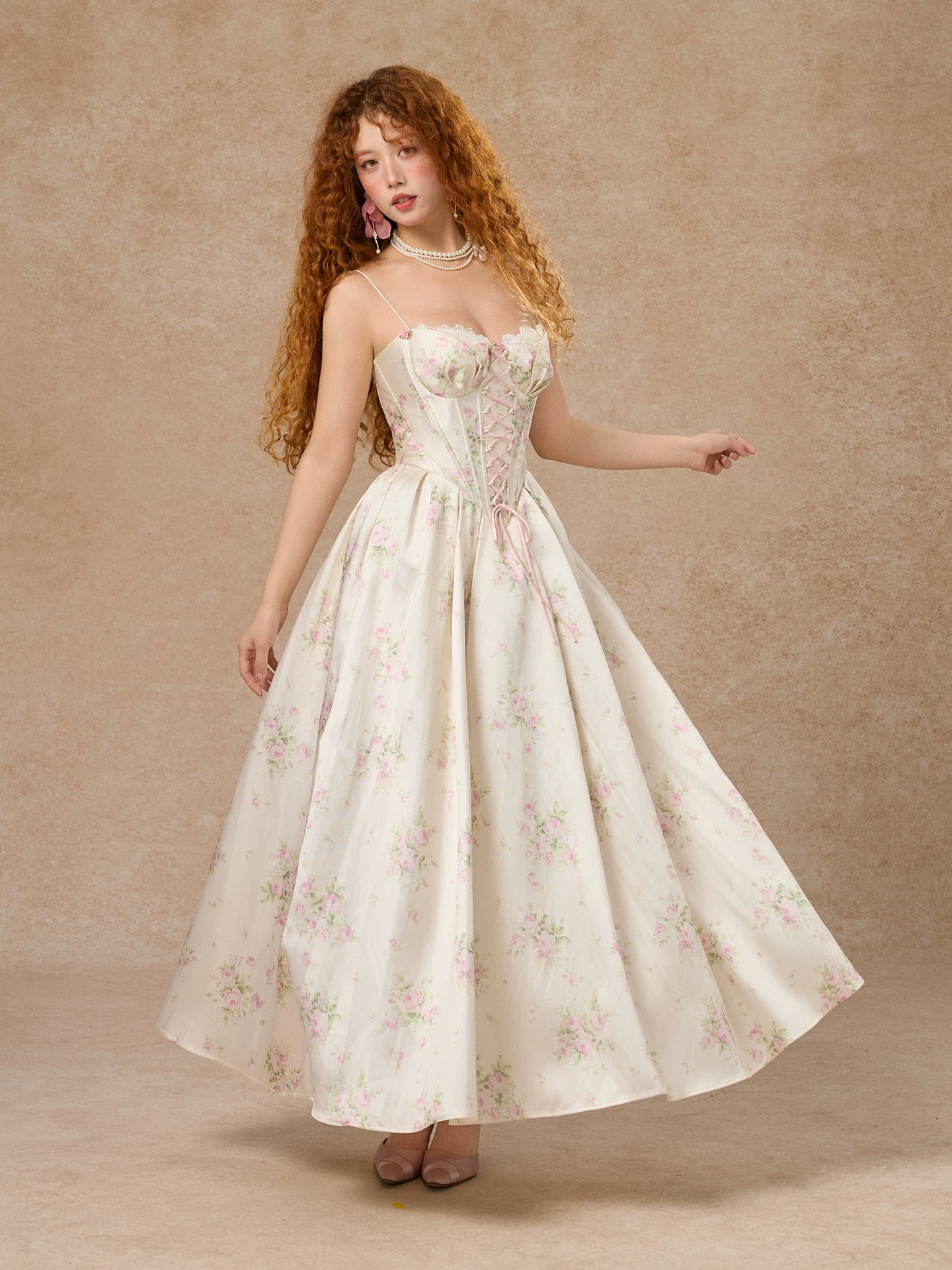 French Vintage Court-Style Satin Slip Gown