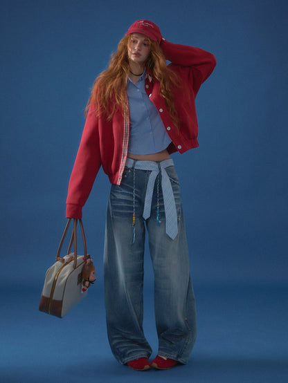 Miu-Style Plaid Patchwork Jacket