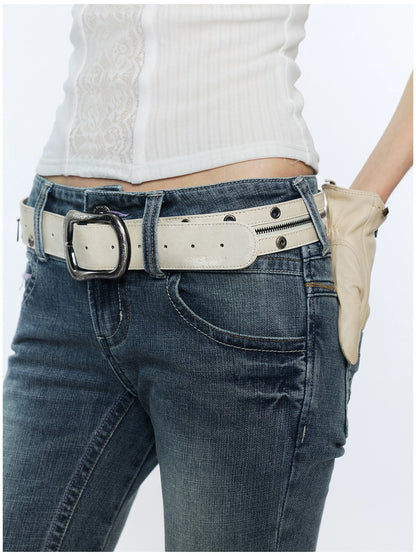 Vintage Detachable Buckle Zip Waist Bag Belt
