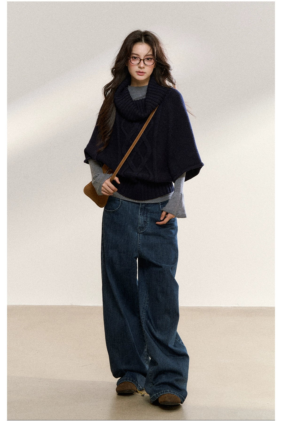 Two-Tone Layered Knit Sweater