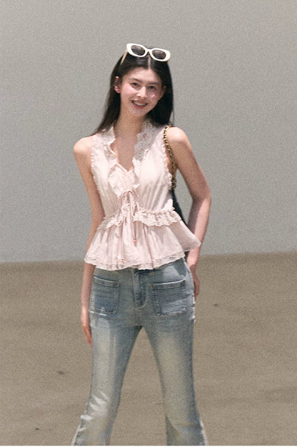 Valley Fog Vintage Washed Flared Jeans