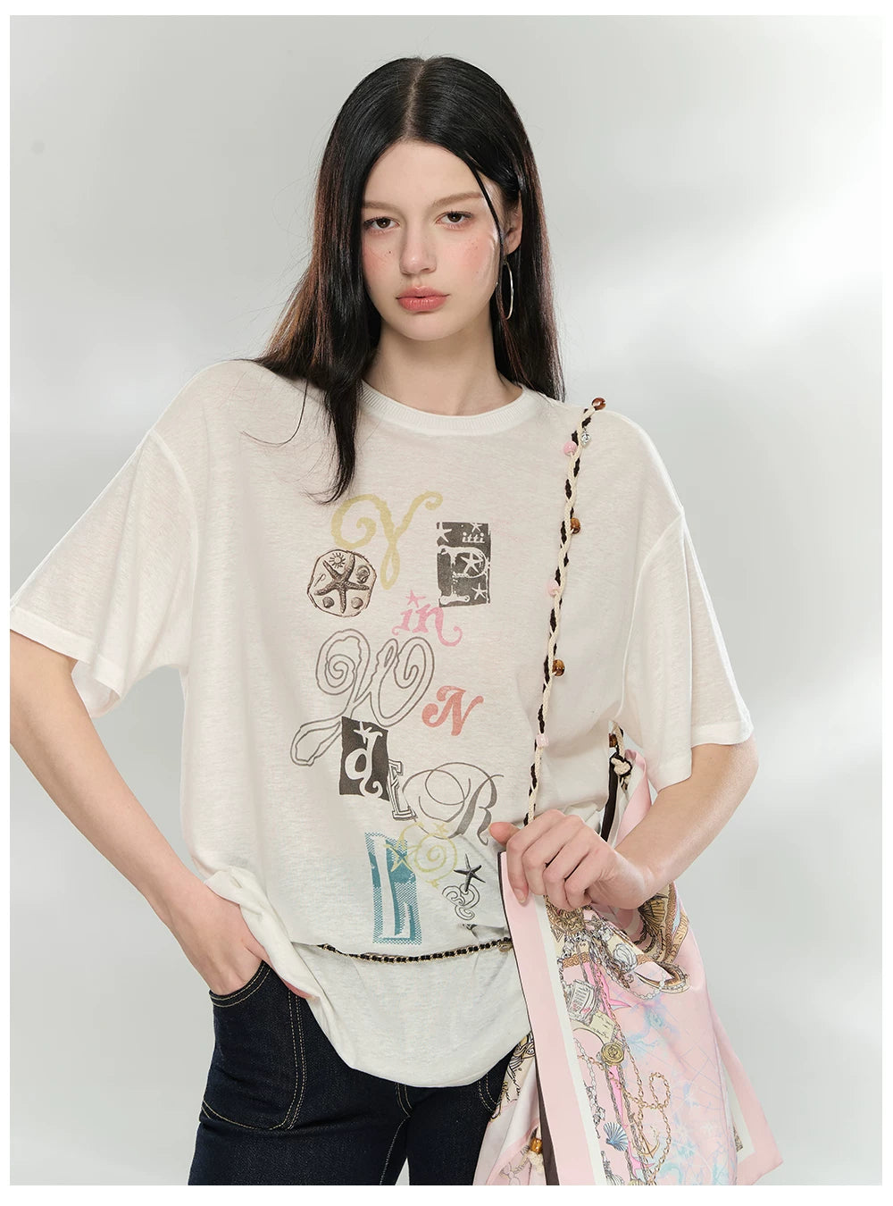 Oversized Printed Linen-Blend T-Shirt
