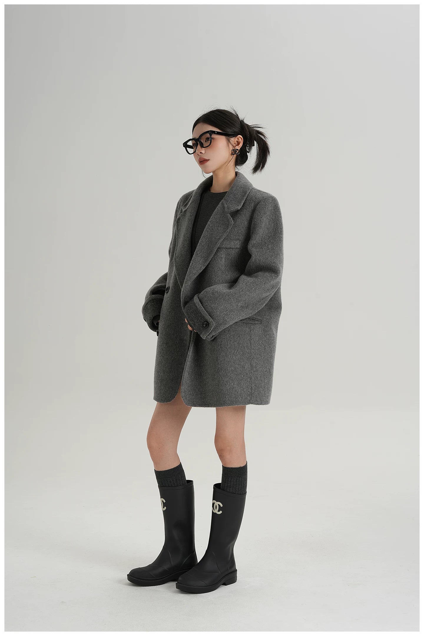 Mid-Length Double-Faced Wool Blazer