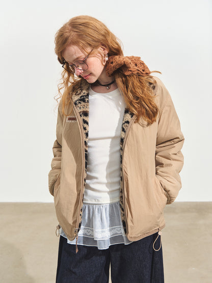 Jacquard Fleece High-Neck Oversized Jacket