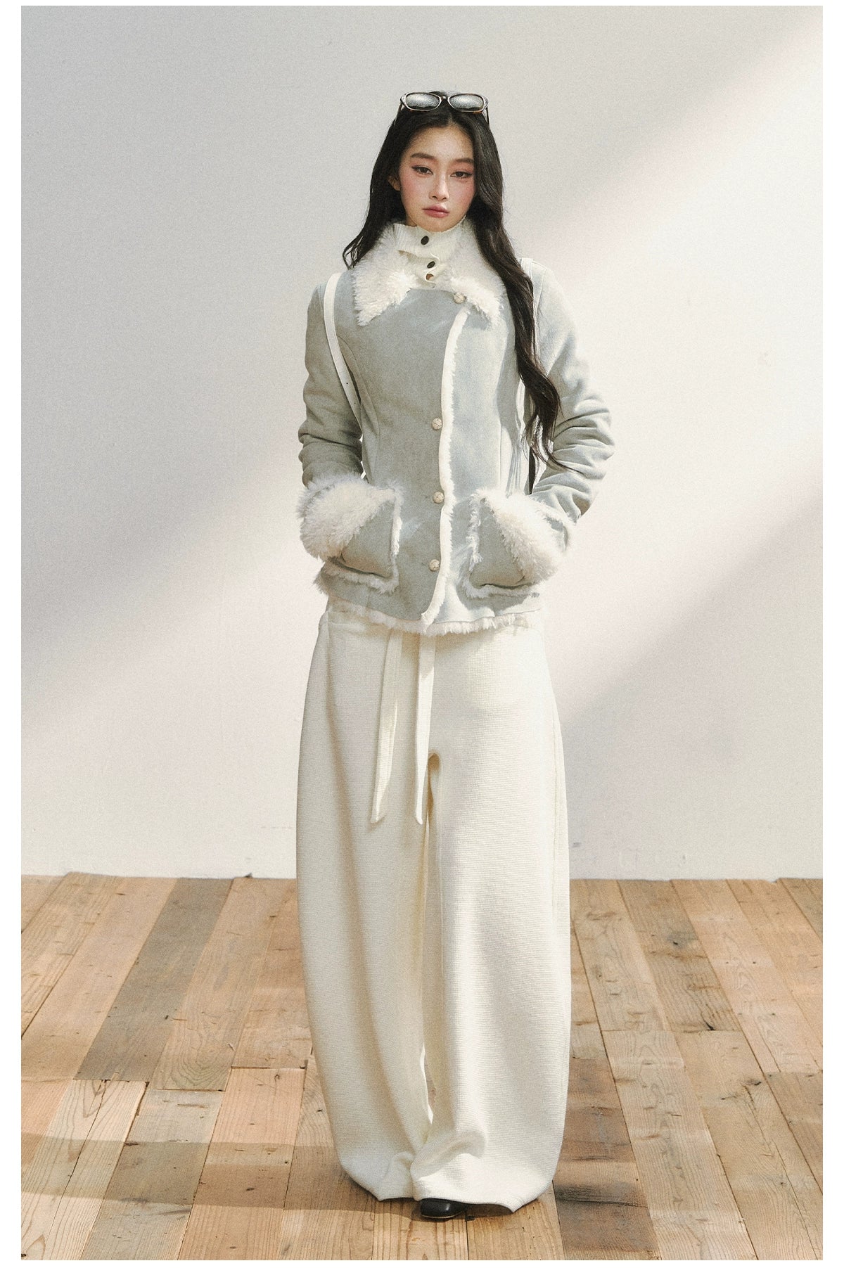 White Minimalist Relaxed Draped Pants