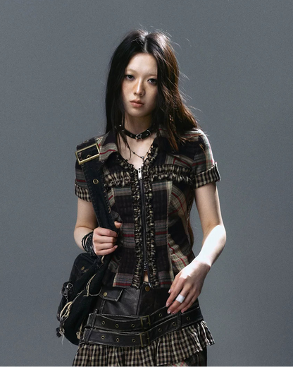 Studded Ruffle Short Shirt
