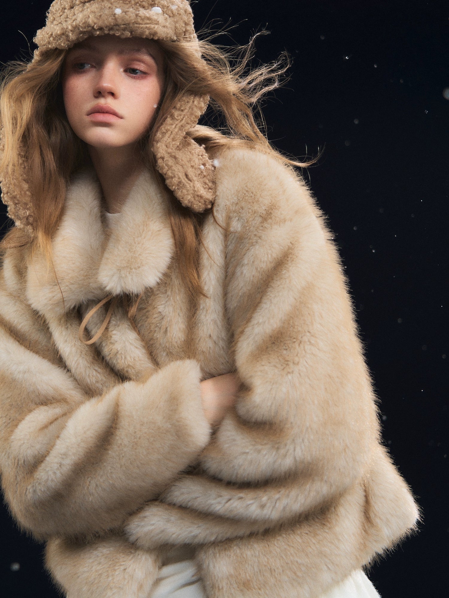 Tie-Waist Fuzzy Lapel Jacket