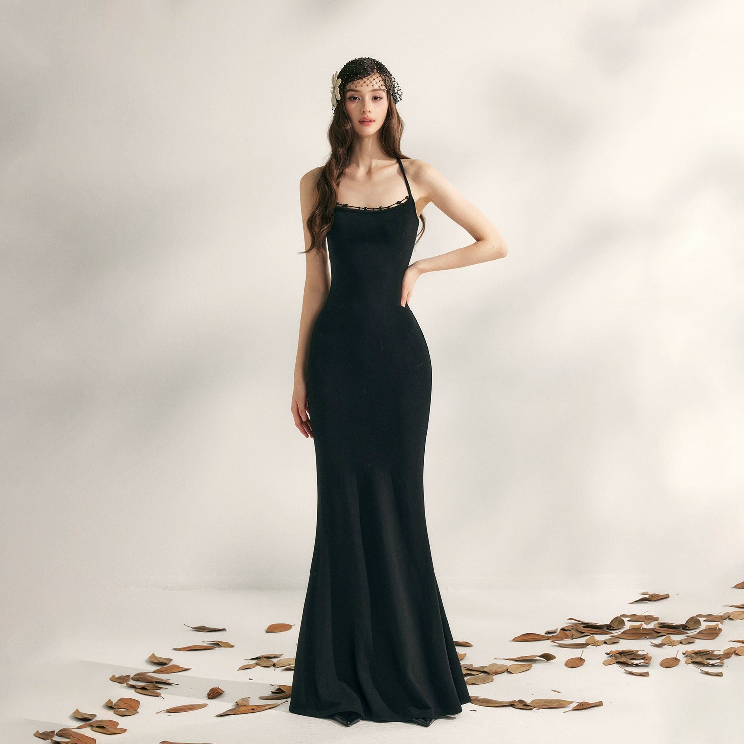 Jasmine Beaded Halter Knit Mermaid Dress