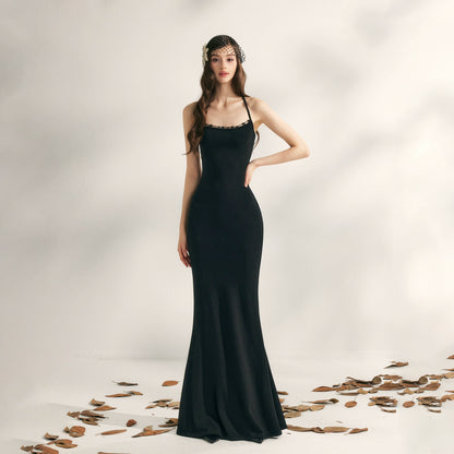 Jasmine Beaded Halter Knit Mermaid Dress