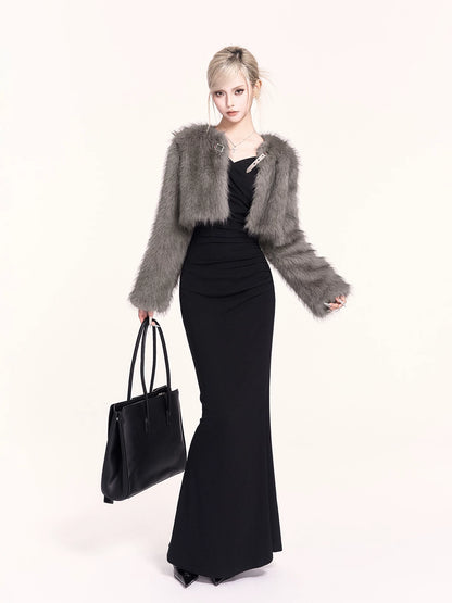 Faux Fur Cropped Jacket