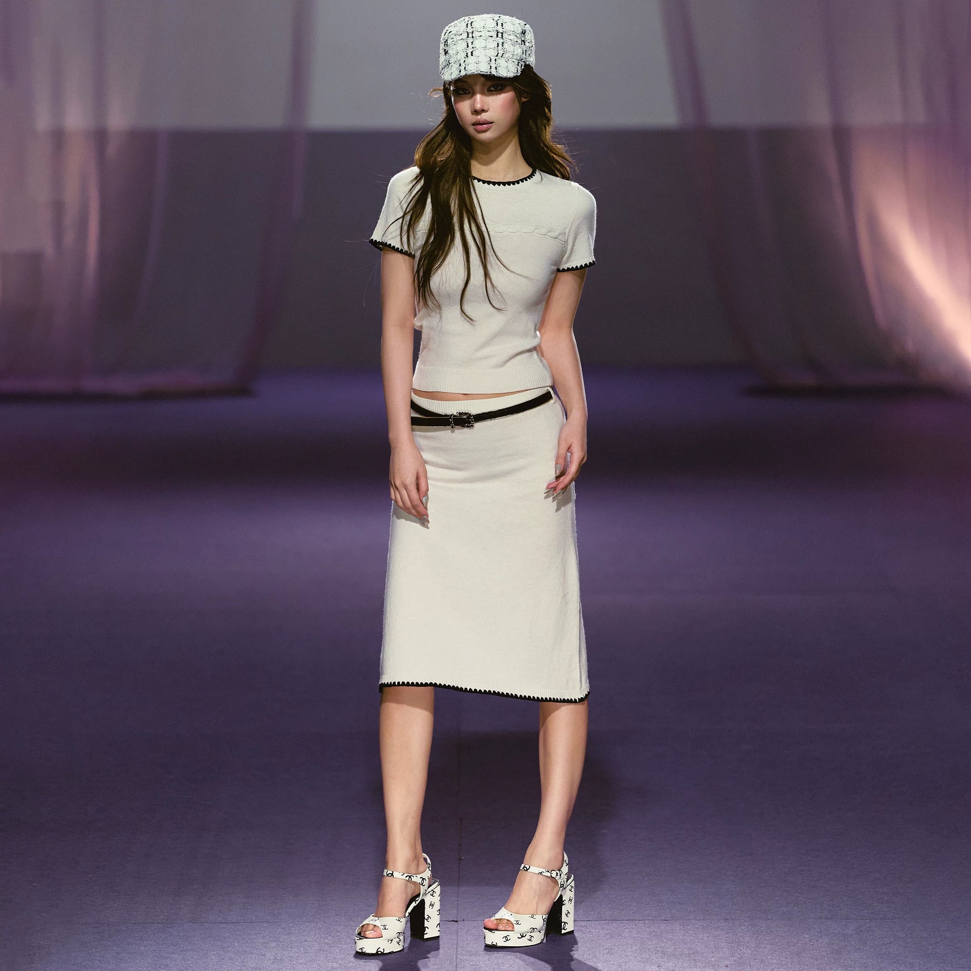 Soft Wool Blend Fitted Tee &amp; A-Line Skirt Set