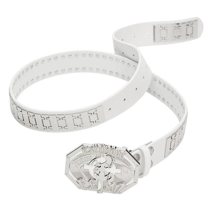 Chrono-Inspired Cross Emblem Leather Belt