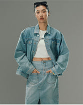 Text Embroidered Denim Jacket - CHINASQUAD