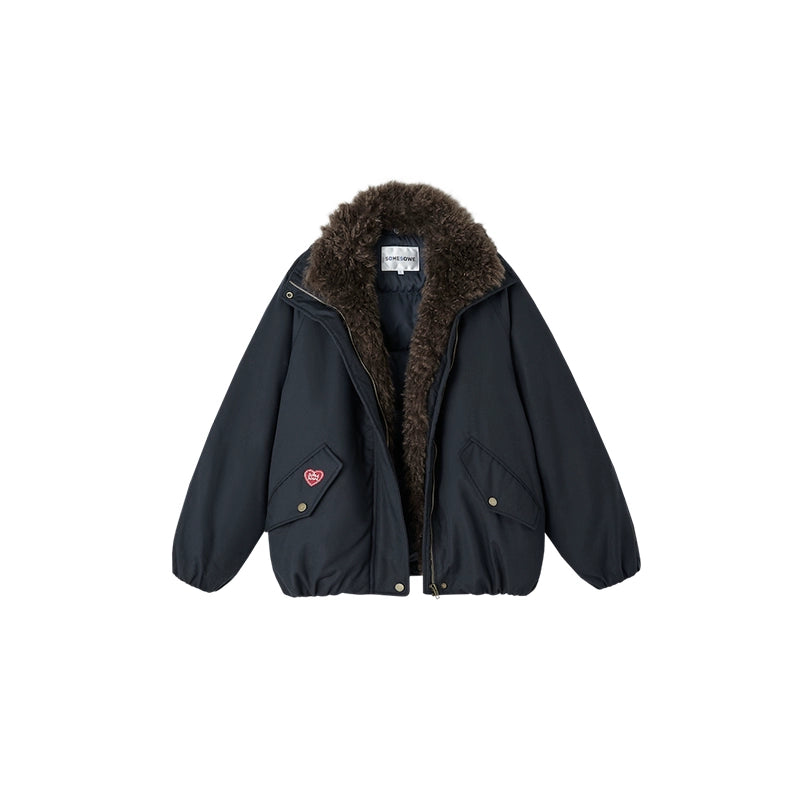 Detachable Faux Fur Collar Parka Down Jacket