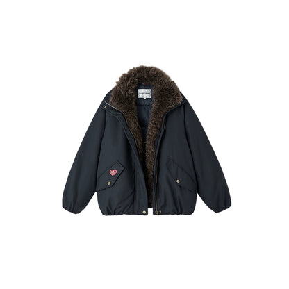 Detachable Faux Fur Collar Parka Down Jacket
