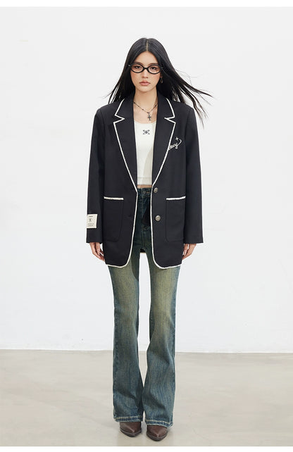 Contrast Fringe Blazer