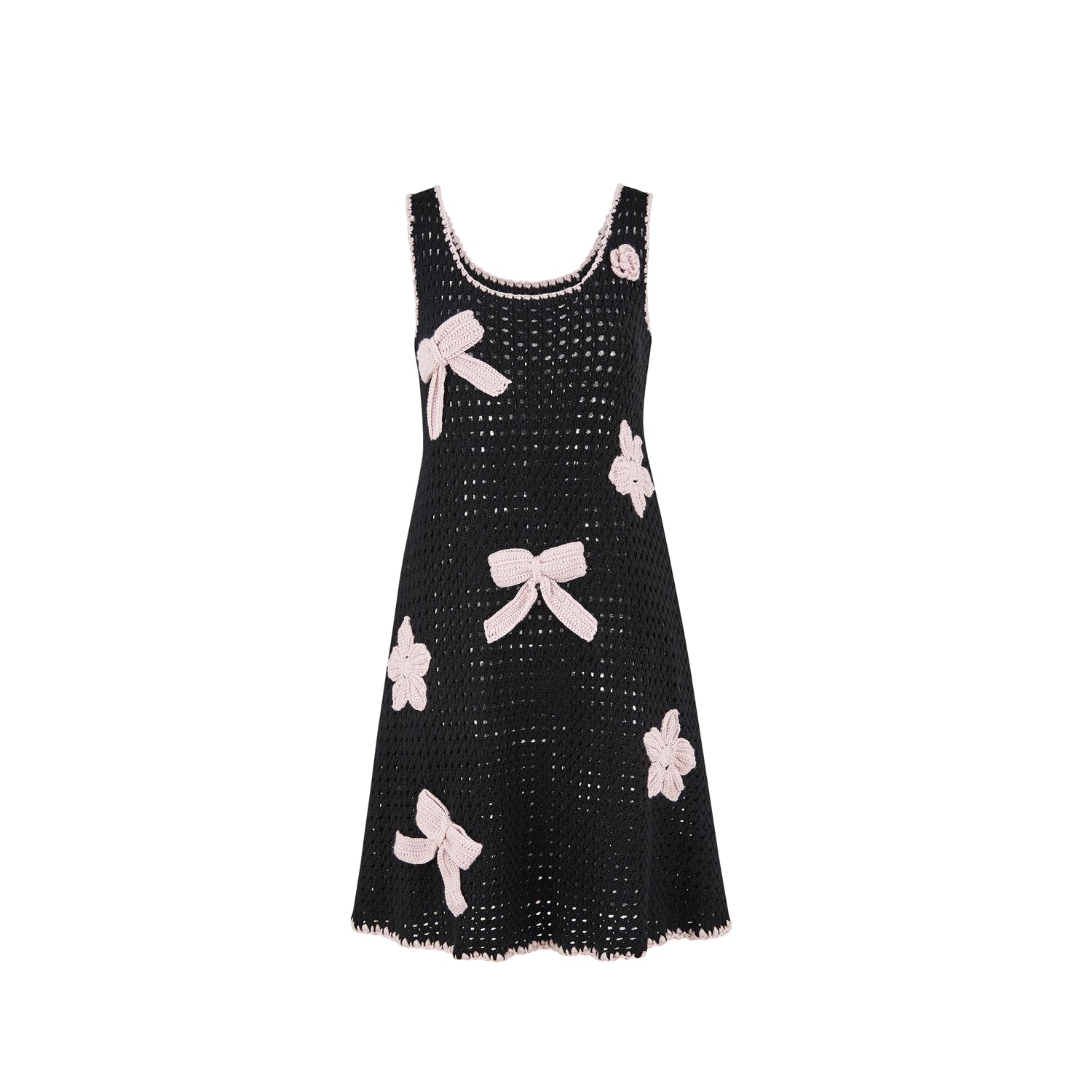 Crochet-Effect Knit Dress