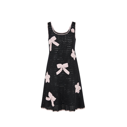 Crochet-Effect Knit Dress