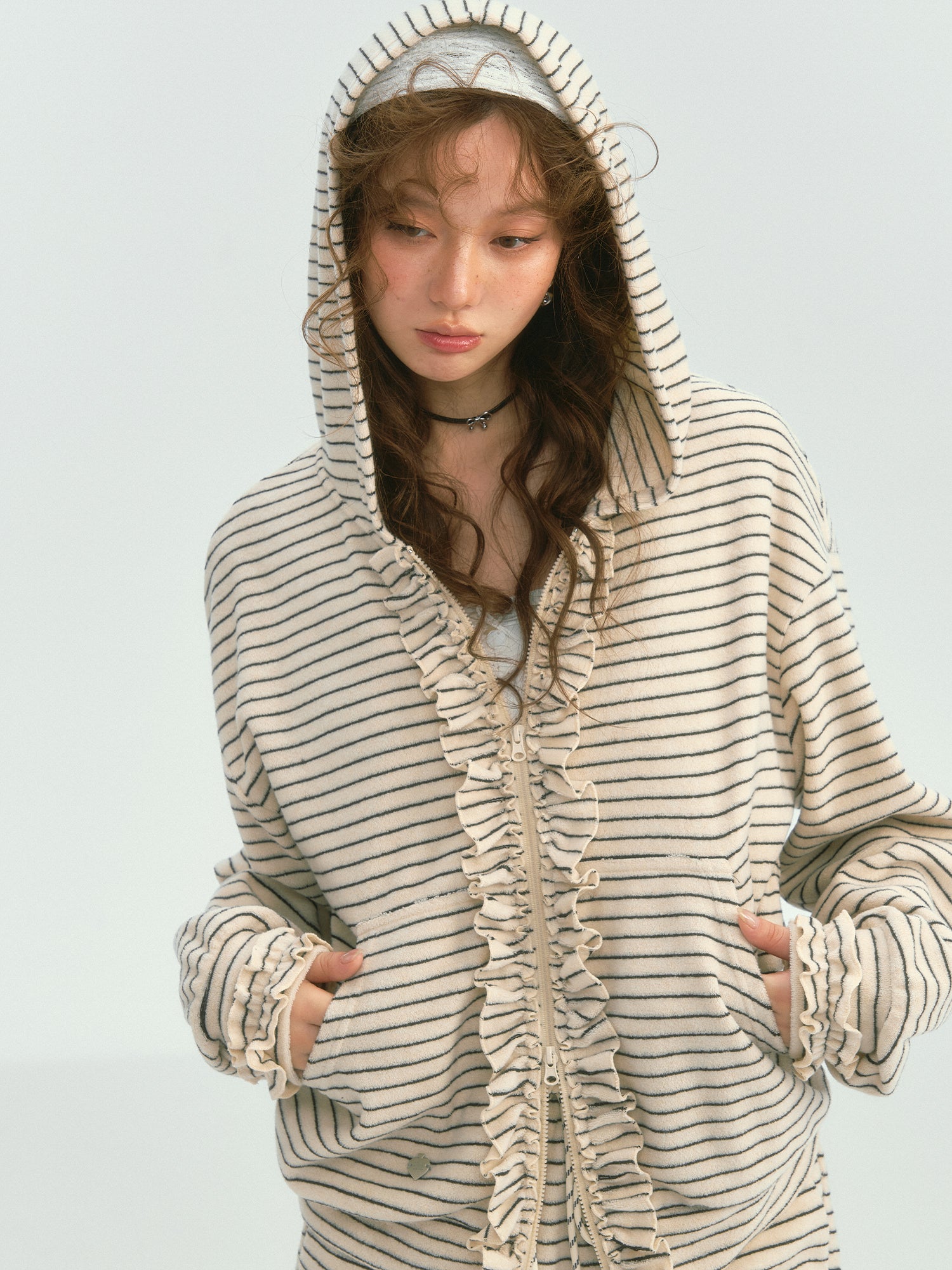 Soft and Fluffy Striped Sweatshirt Set