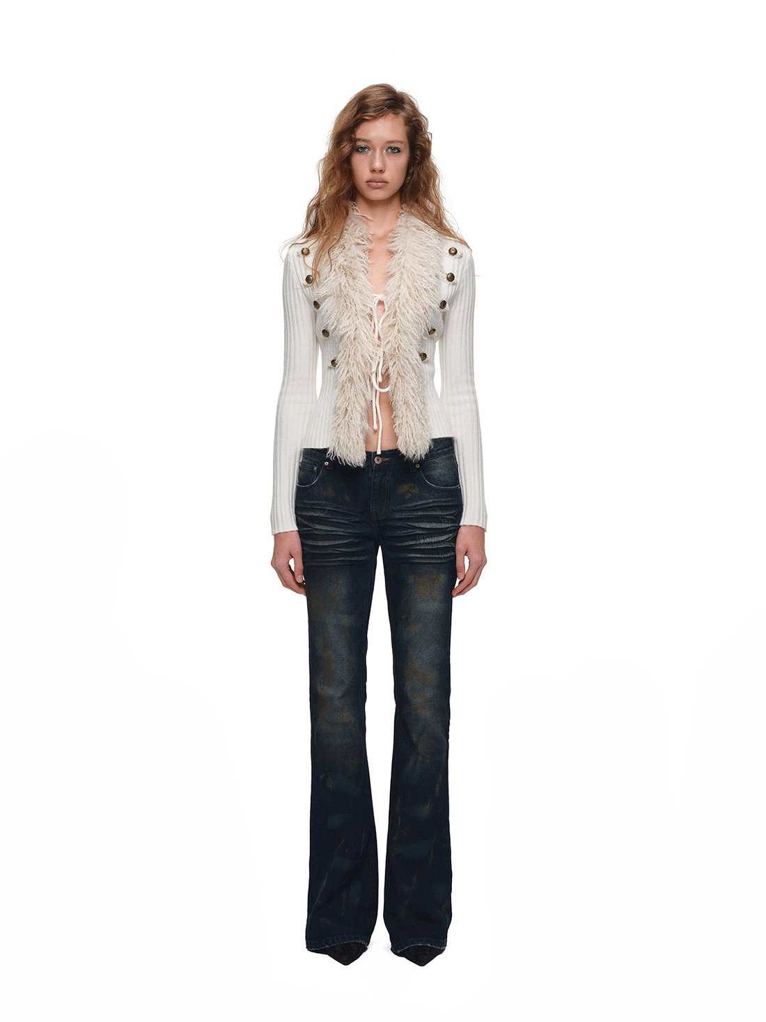 Rust-Dyed Flared Leg Jeans