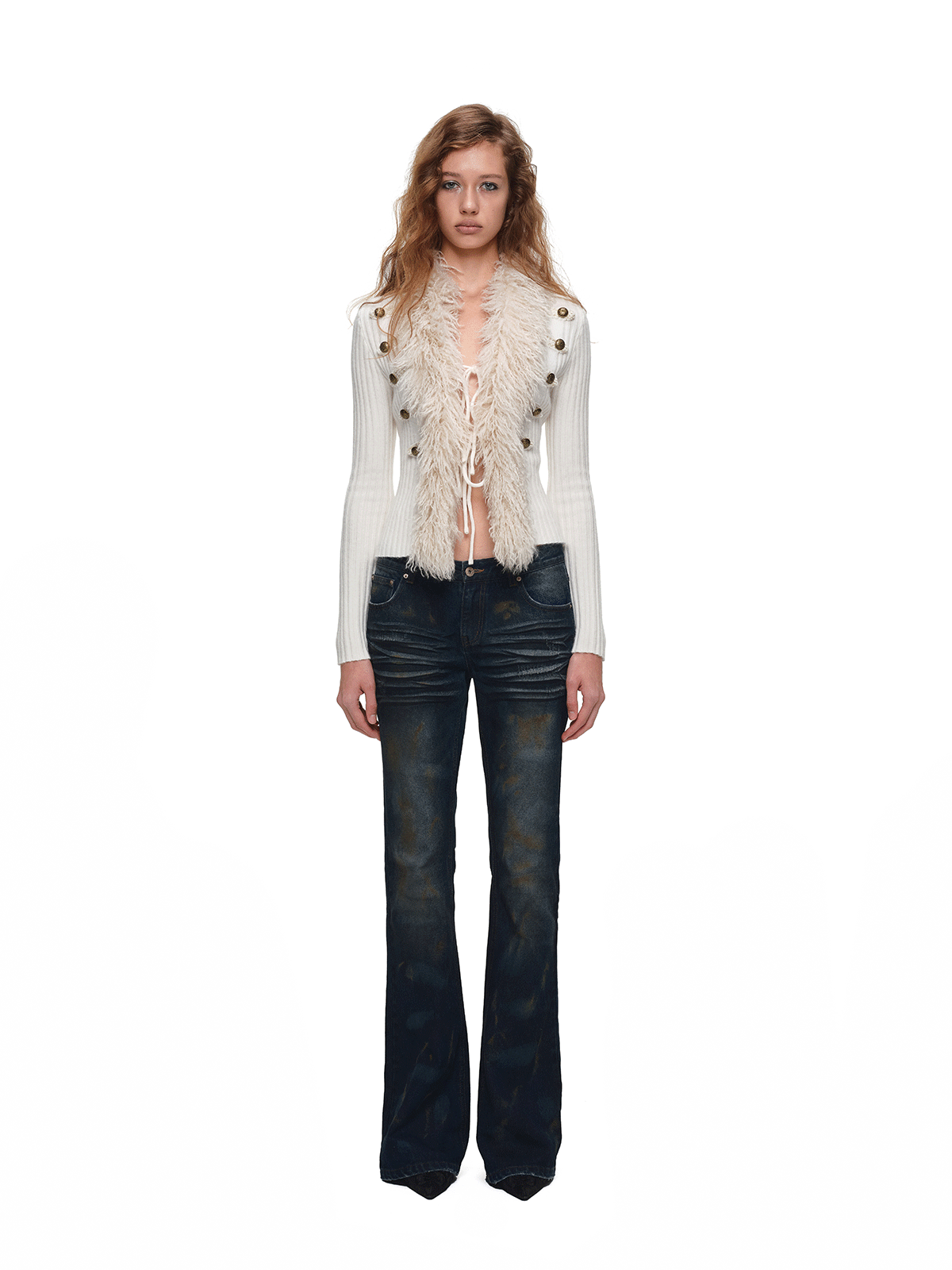 Rust-Dyed Flared Leg Jeans