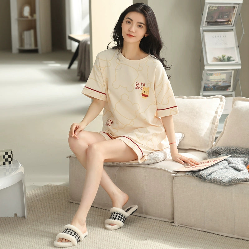 Thin Cotton Short-sleeved Pajamas