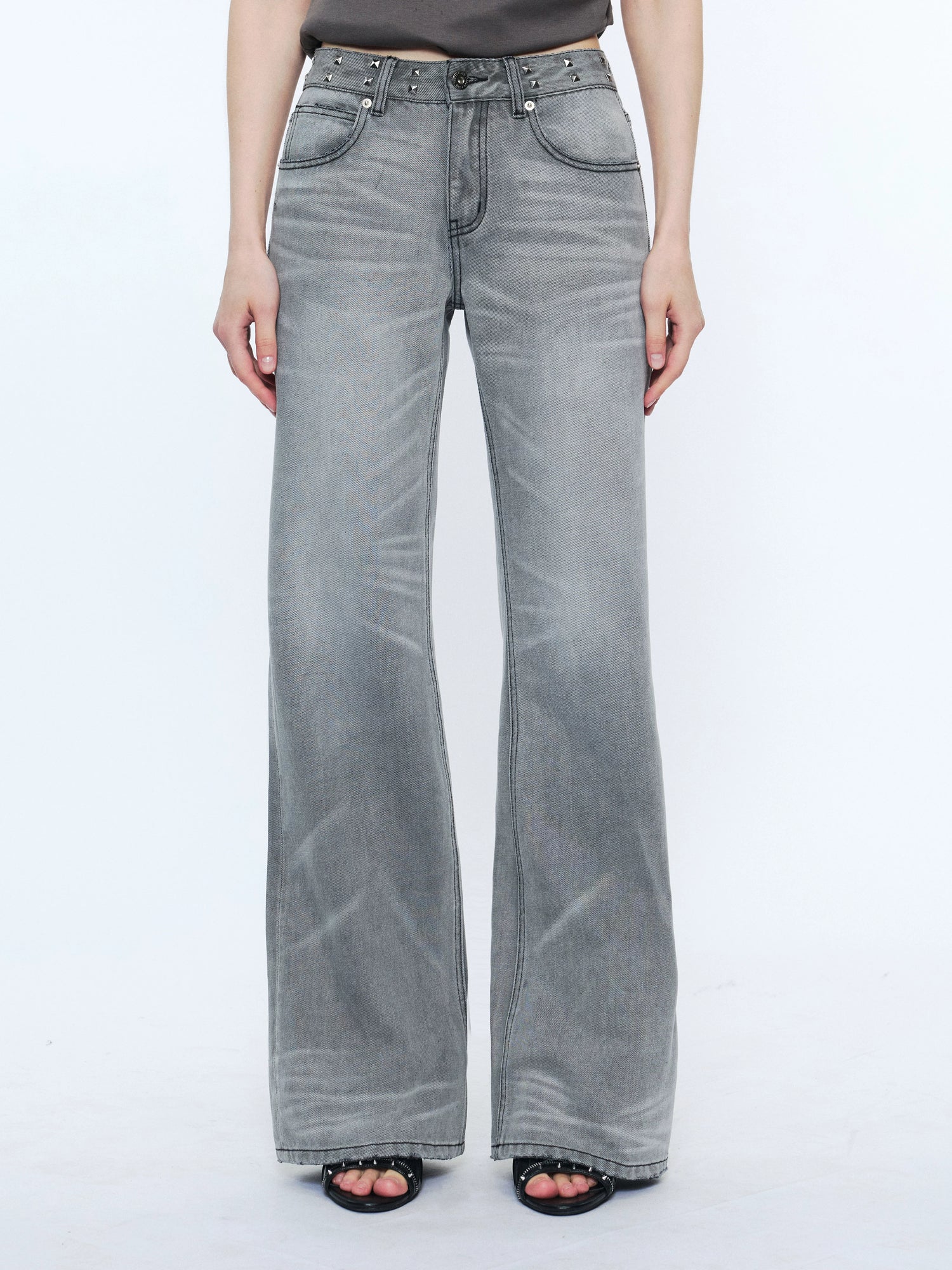 Straight-Leg Washed Denim Jeans