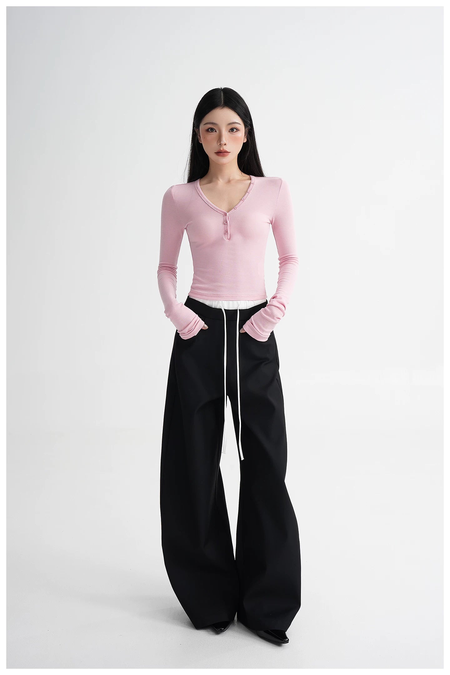 Panel Wide-Leg Floor-Length Trousers
