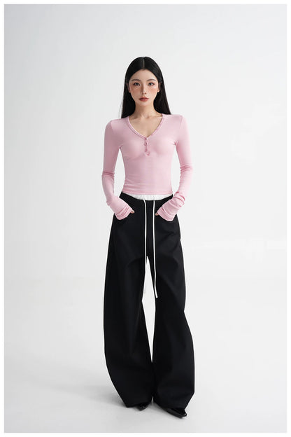 Panel Wide-Leg Floor-Length Trousers