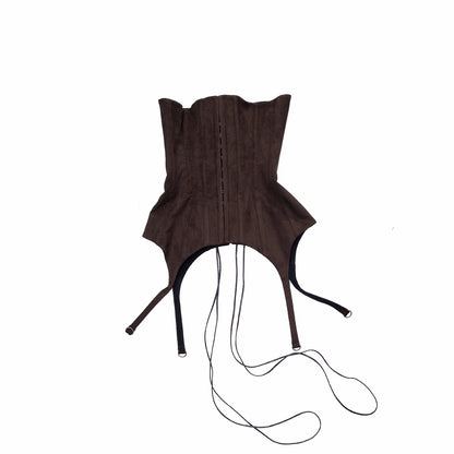 Suede-Effect Lace-Up Belt Corset