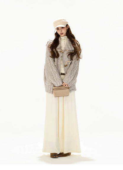 Elegant High-Neck Wool Knit Maxi Dress