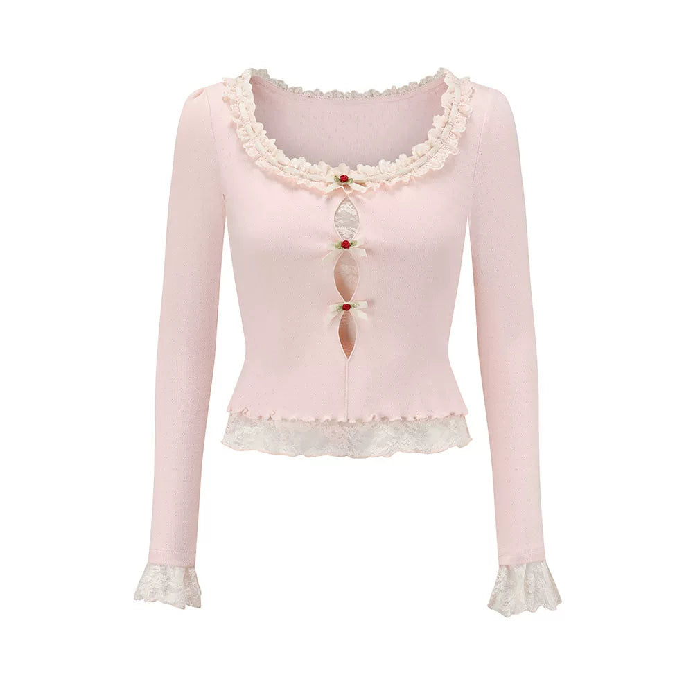 French Sweet Knit Long-Sleeve Base Crewneck