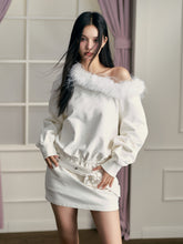 Off-Shoulder Wool Collar Sweater Dress - CHINASQUAD