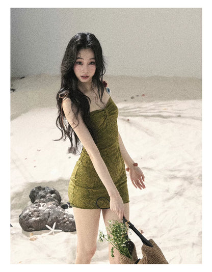 French Vine Jacquard Bodycon Mini Dress