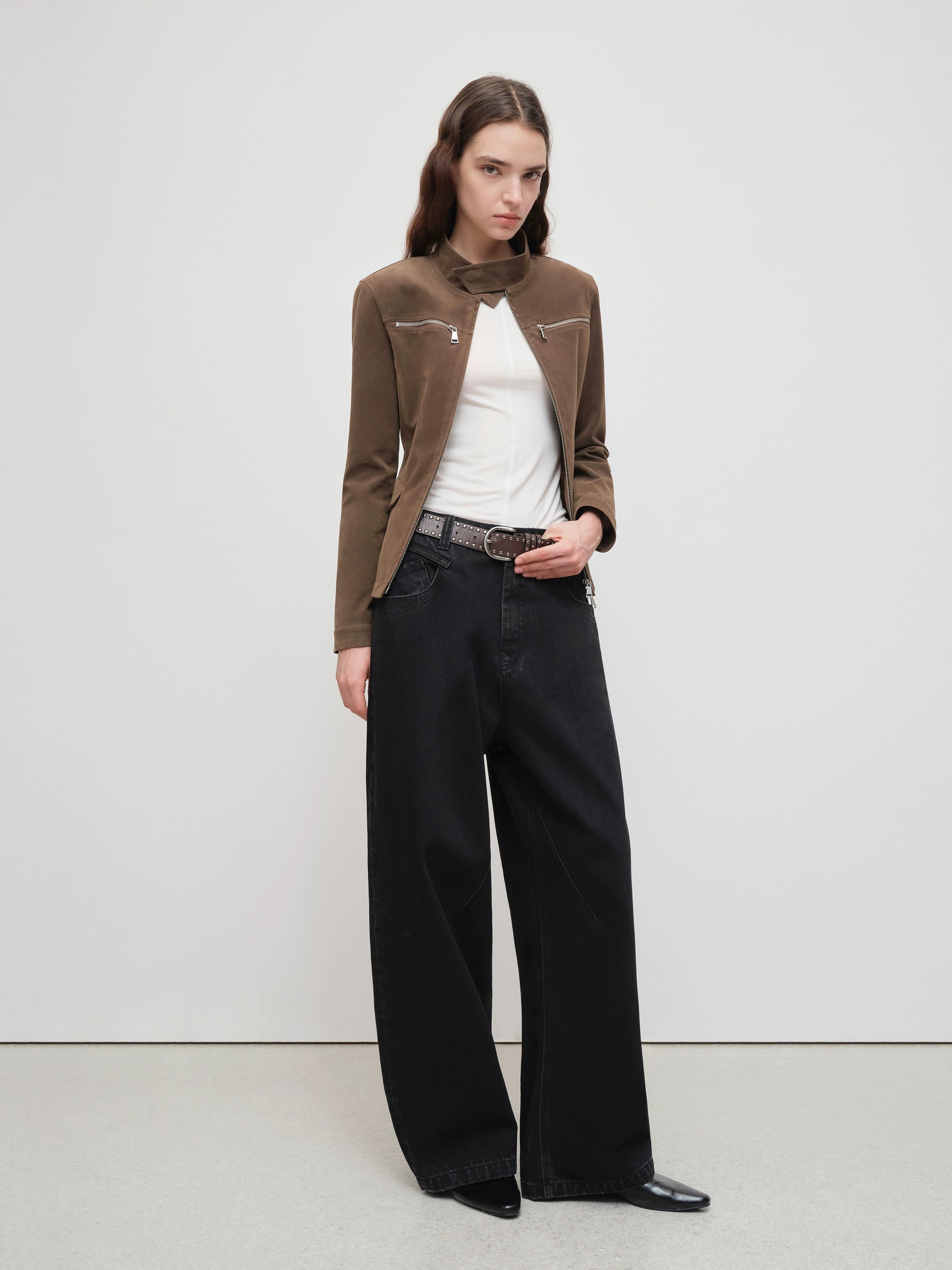 Washed Vintage Tapered Wide-Leg Denim Jeans
