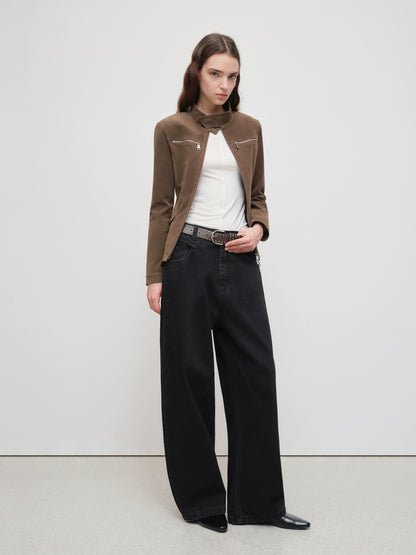 Washed Vintage Tapered Wide-Leg Denim Jeans
