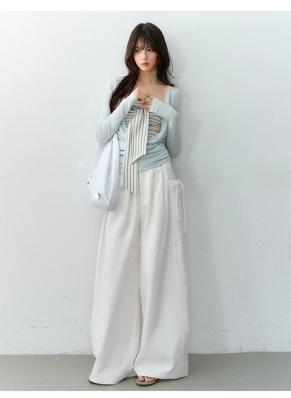 Lyocell Draped Neck Two-Piece Top Set