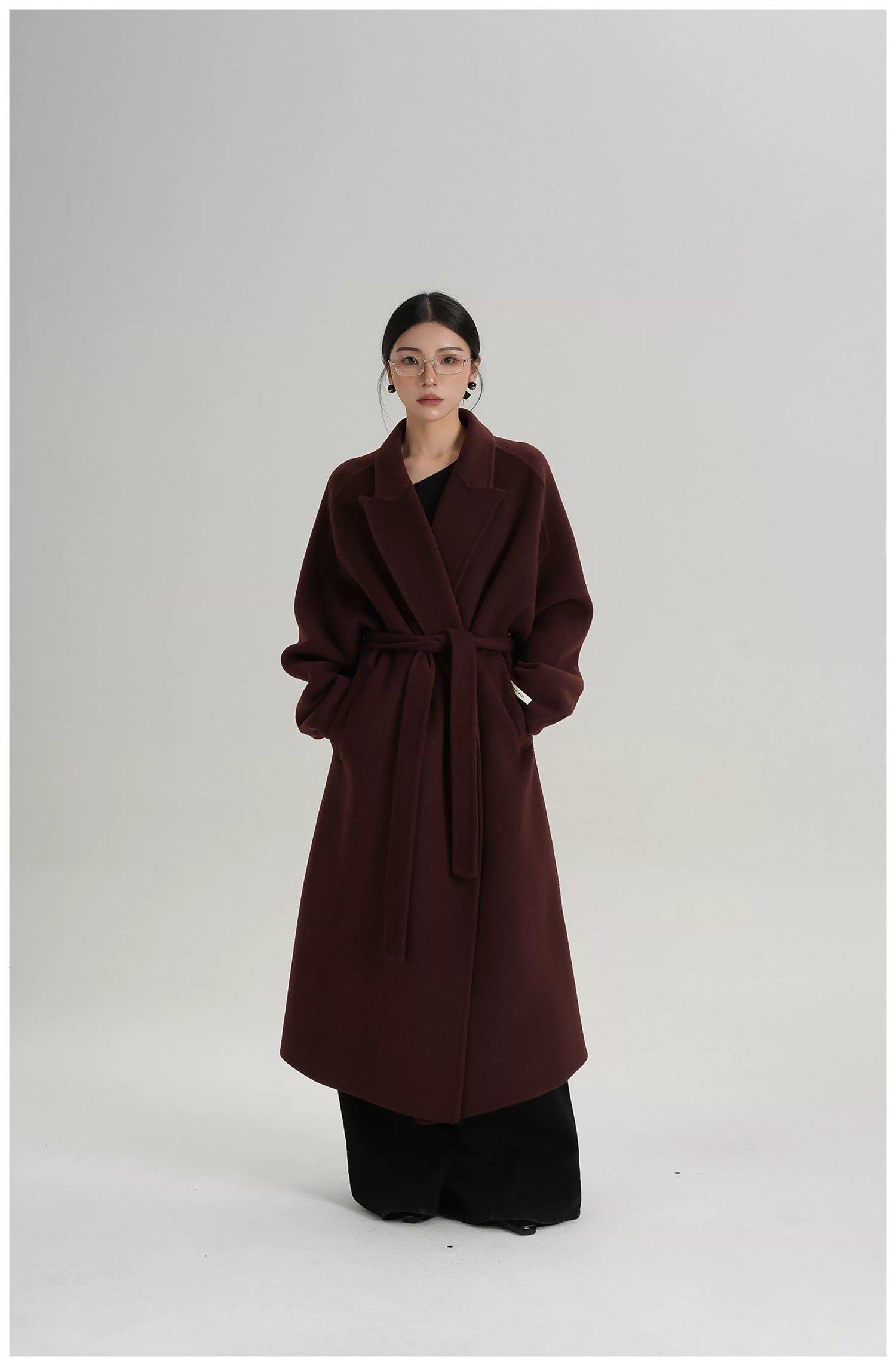 Tie-Belt Long Wool Coat