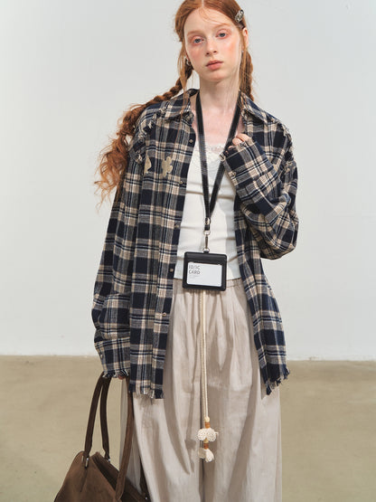 Fun Tassel Plaid Shirt