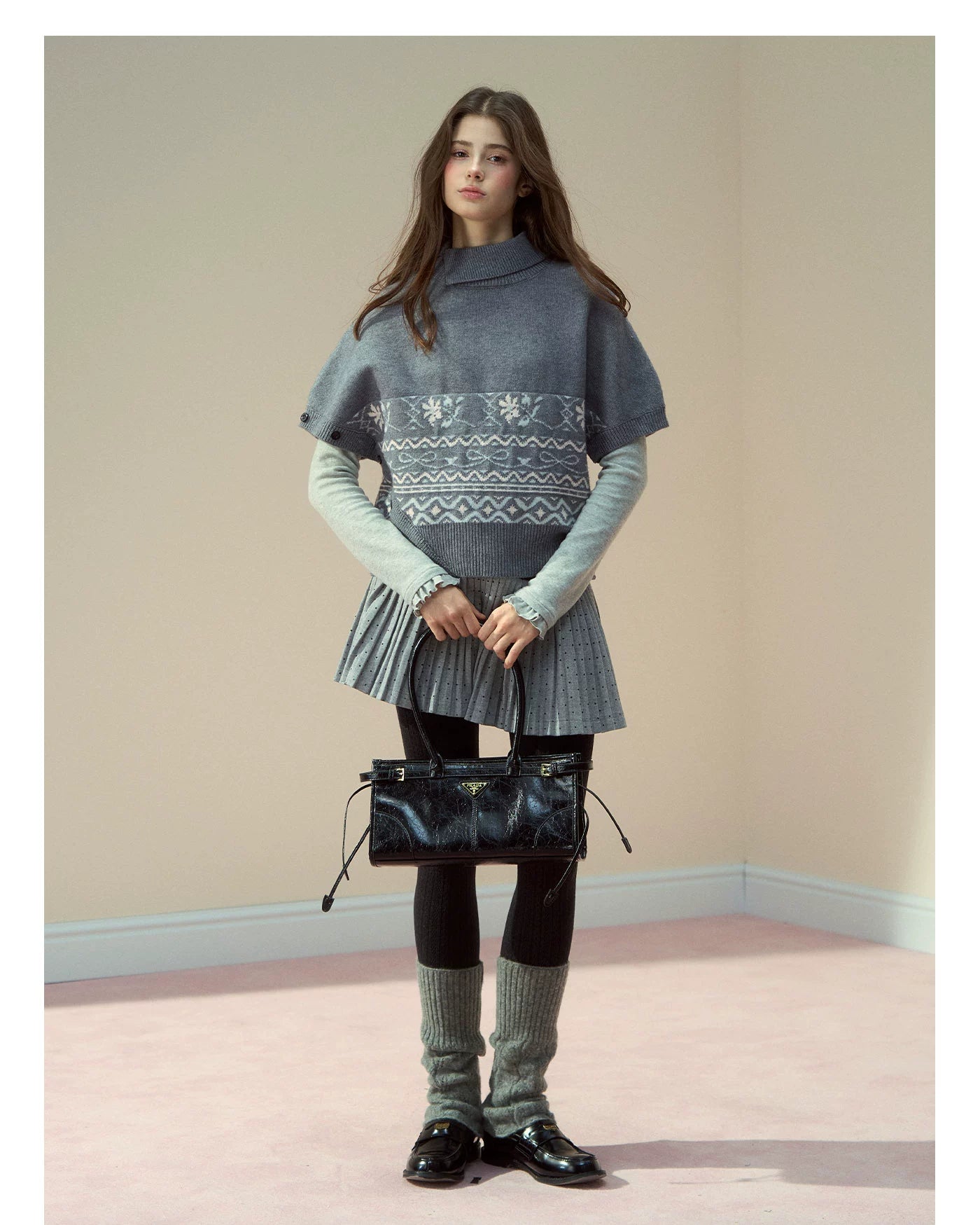 Fair Isle Cape Turtleneck