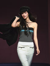 Colorblock Bustier Top & Relaxed Wool-Blend Knit Cardigan Set - CHINASQUAD