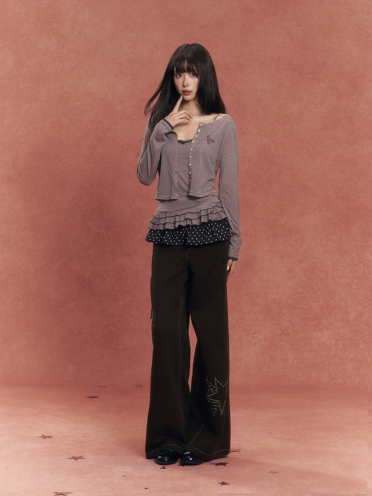 Lyocell Knit Cardigan Lace-Trim Camisole Set