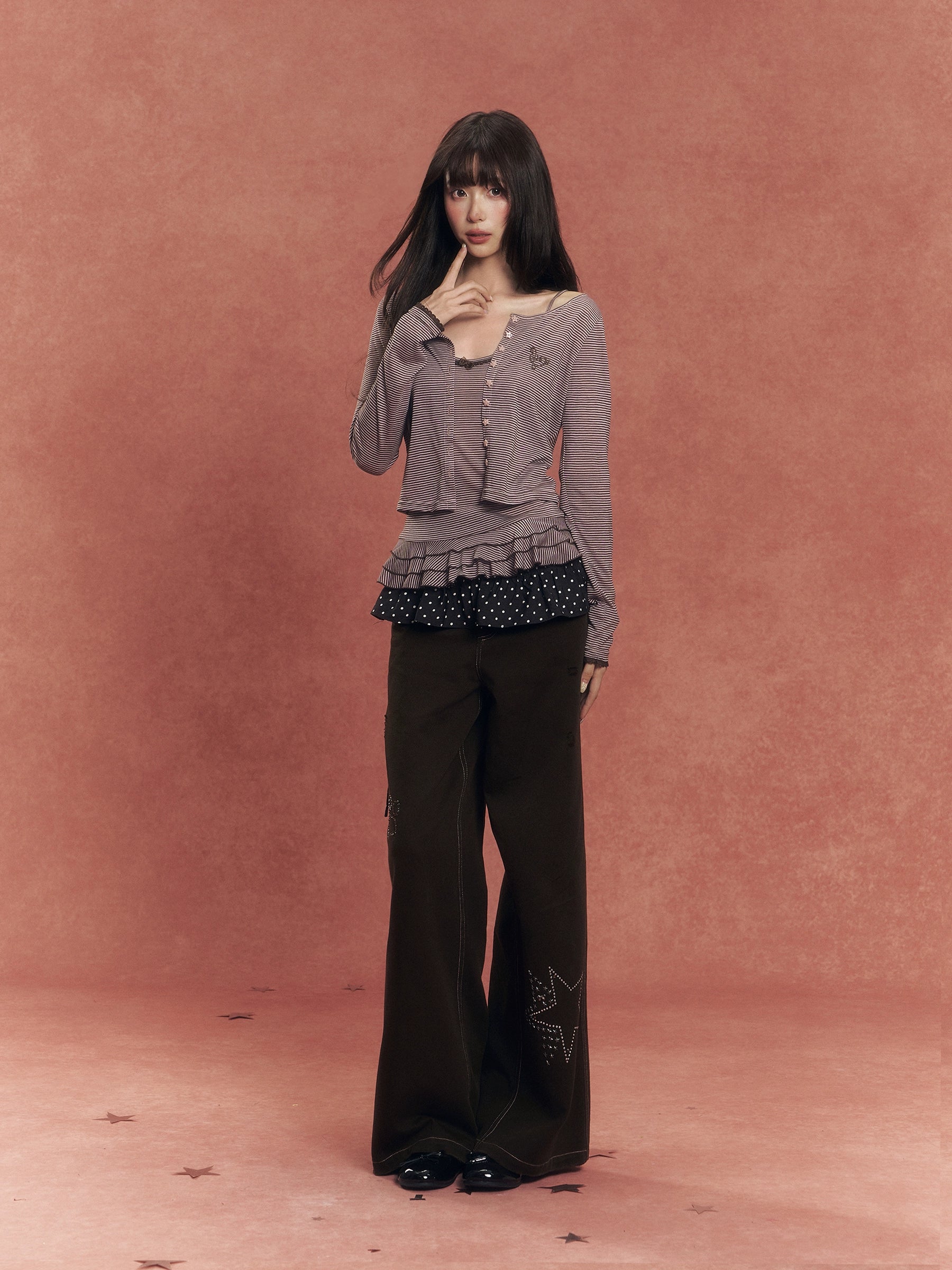 Lyocell Knit Cardigan Lace-Trim Camisole Set