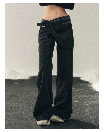 Korean Fleece-Lined Wide-Leg Pants