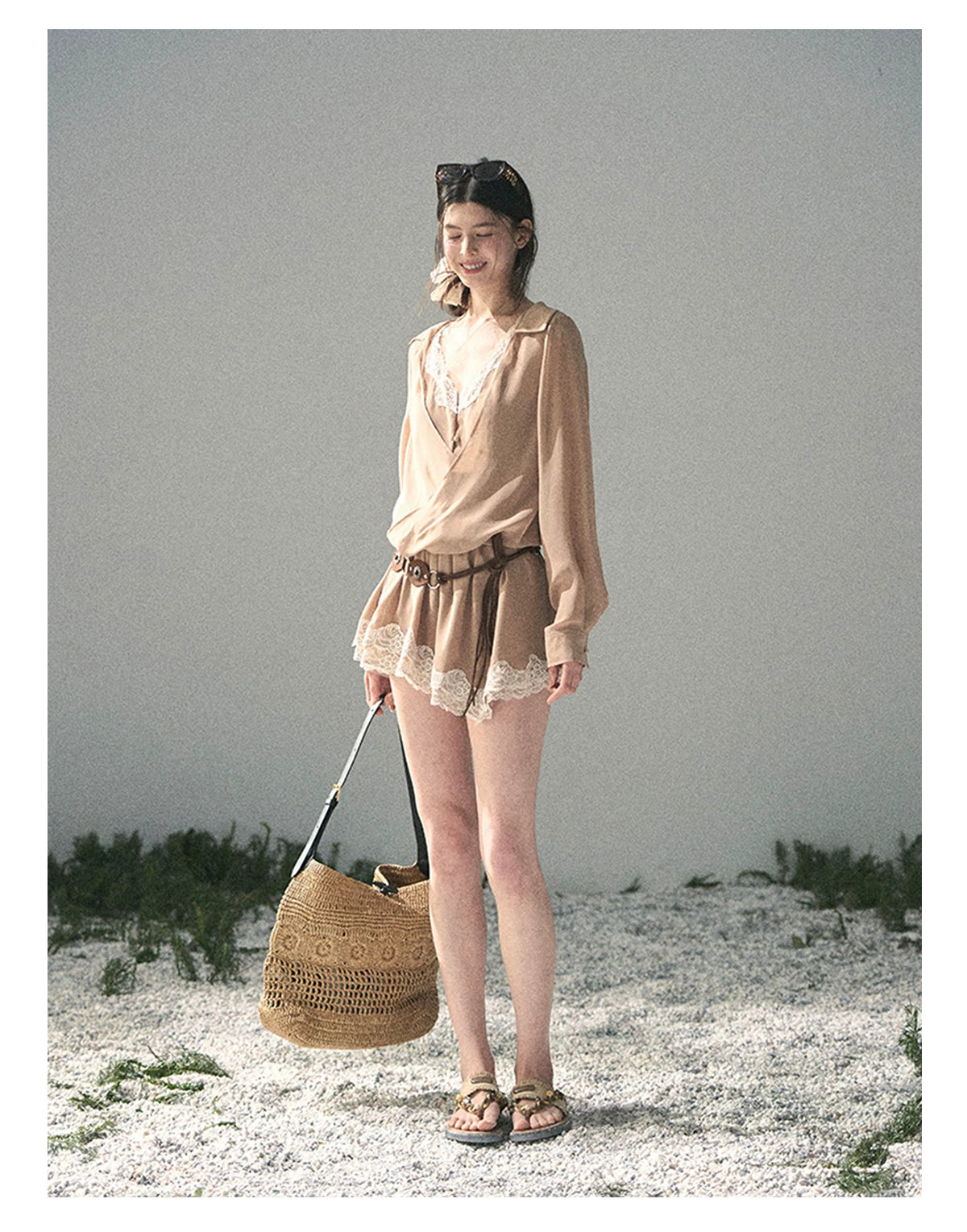 French Lace Belted Mini Dress