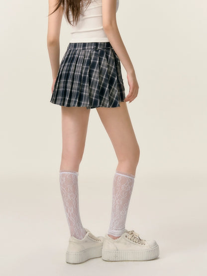 Plaid Hooded Long Sleeve Shirt &amp; Skirt Set