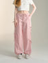 Pink & Grey Bow Tie Drawstring Cargo Pants - CHINASQUAD