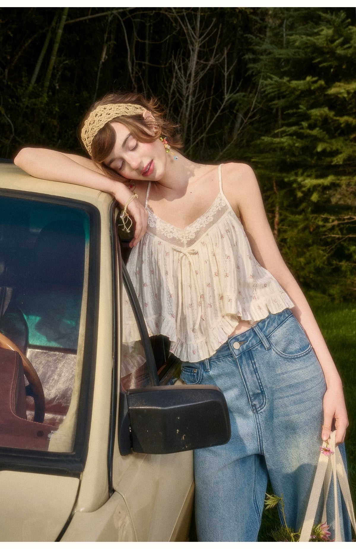 Vintage French Lace Cotton Floral Cami Top